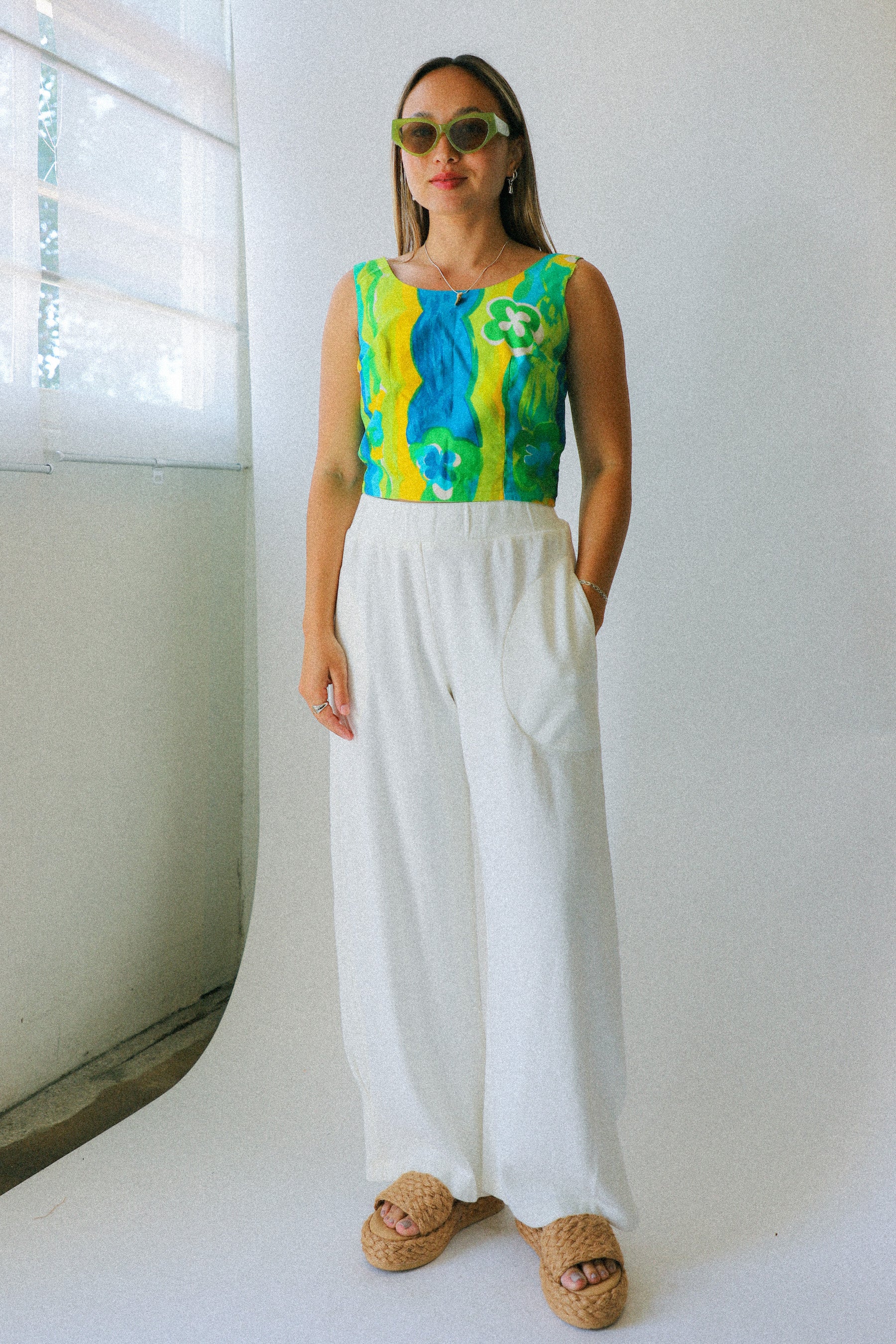 Blue + Yellow Floral Tank