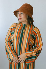 Green + Orange 1960s Striped Maxi