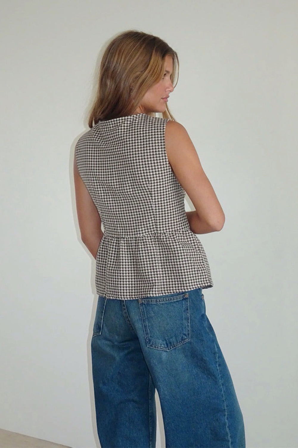 Brown Gingham Kayvata Tank