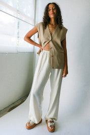 Creme Linen Simple Pant