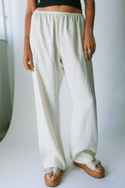 Creme Linen Simple Pant