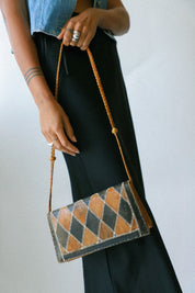 Black + Brown Diamond Pattern Crossbody