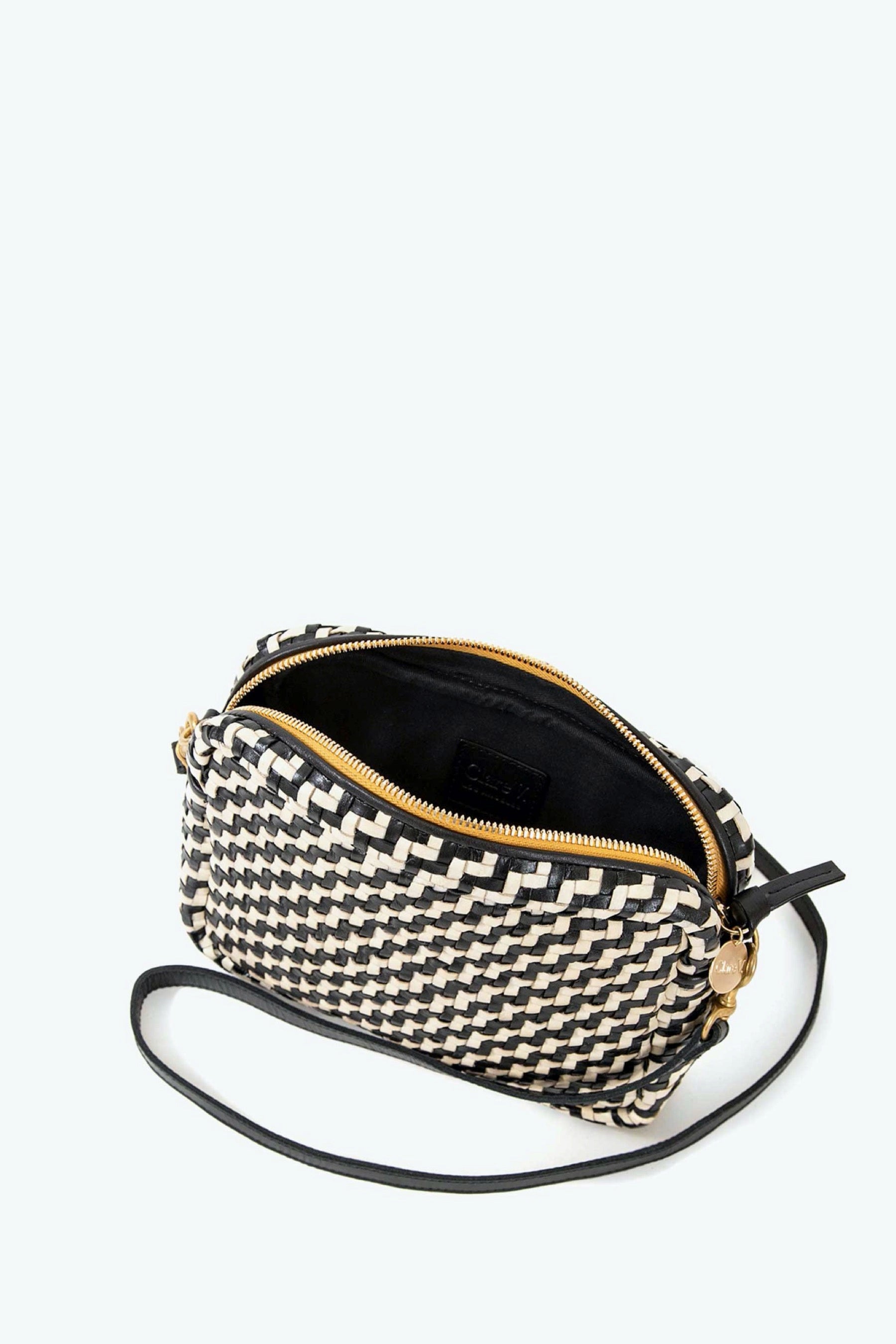 Black + Cream Woven Zig Zag Midi Sac