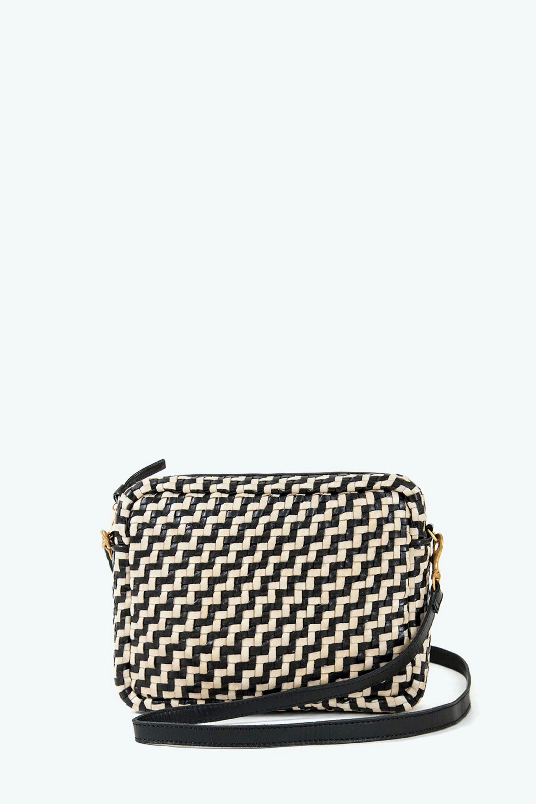 Black + Cream Woven Zig Zag Midi Sac