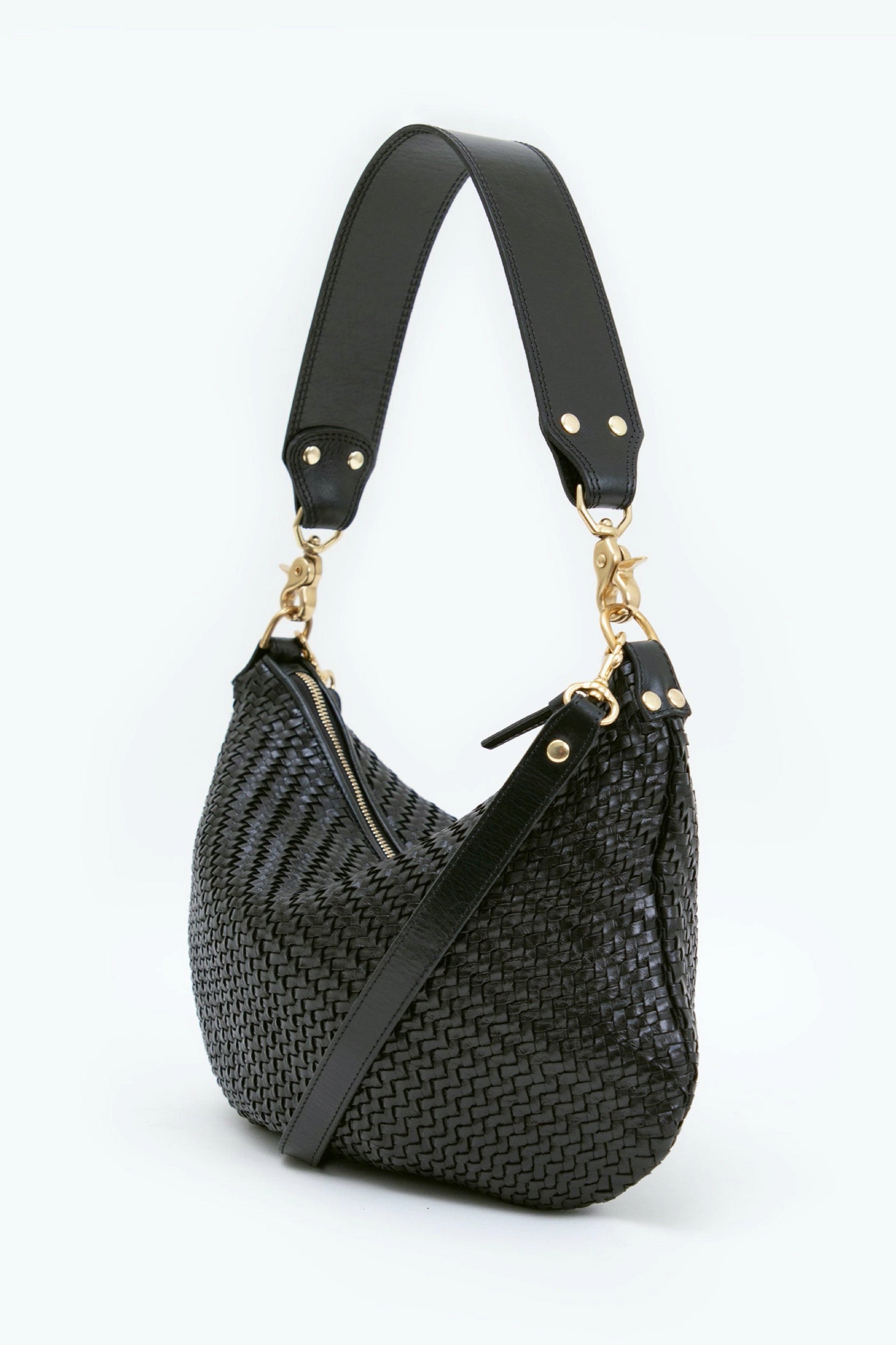 Black Woven Zig Zag Moyen Messenger