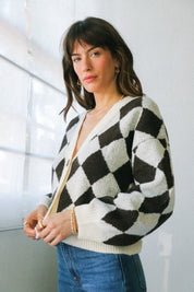 Brown Argyle Cardigan