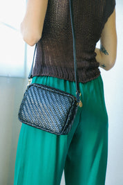 Black Woven Zig Zag Midi Sac