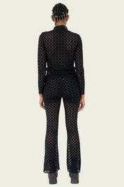 Black Harmony Checkered Mesh Top