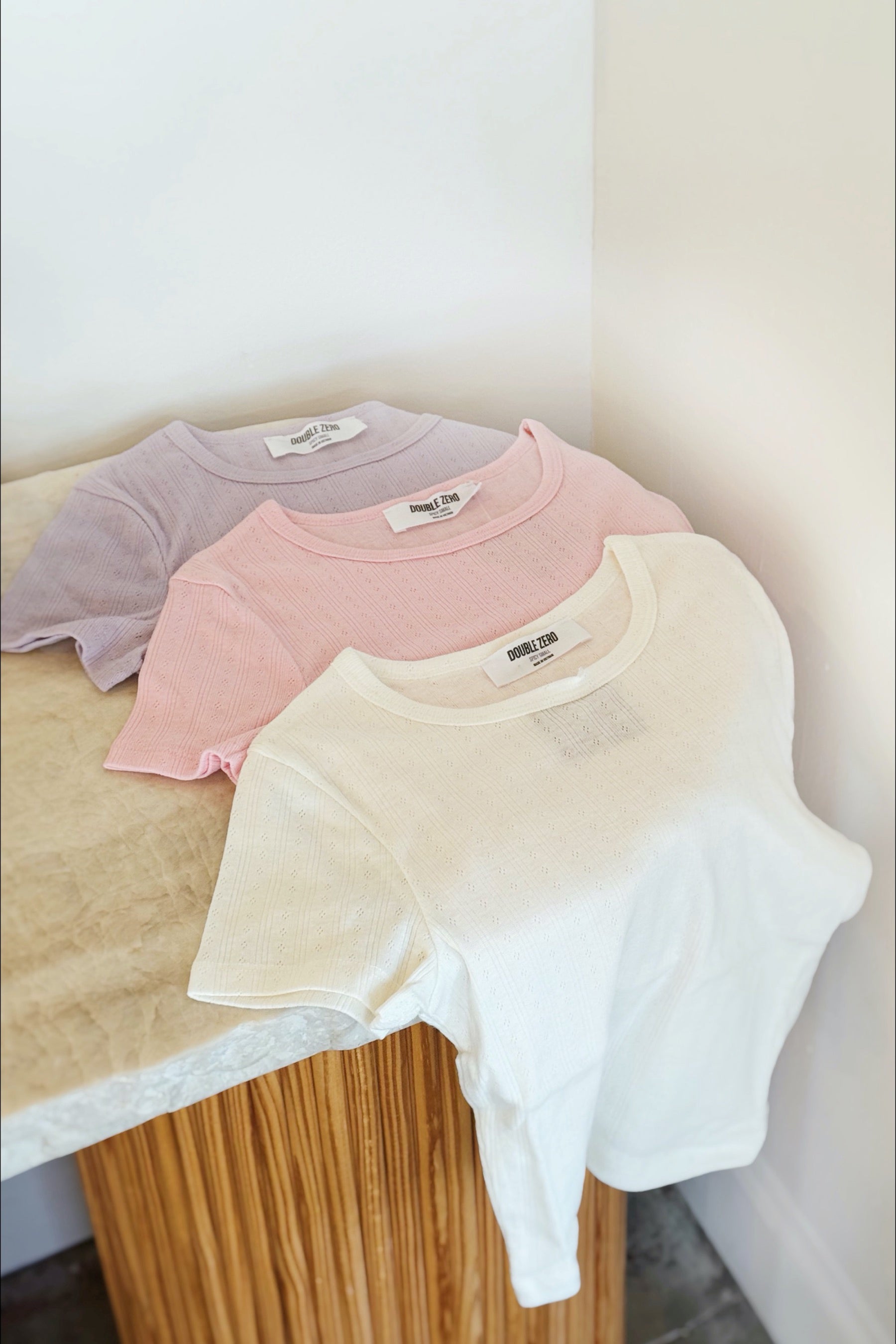 Pale Pink Pointelle Casey Tee