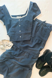 Navy Lola Check Tiered Skirt