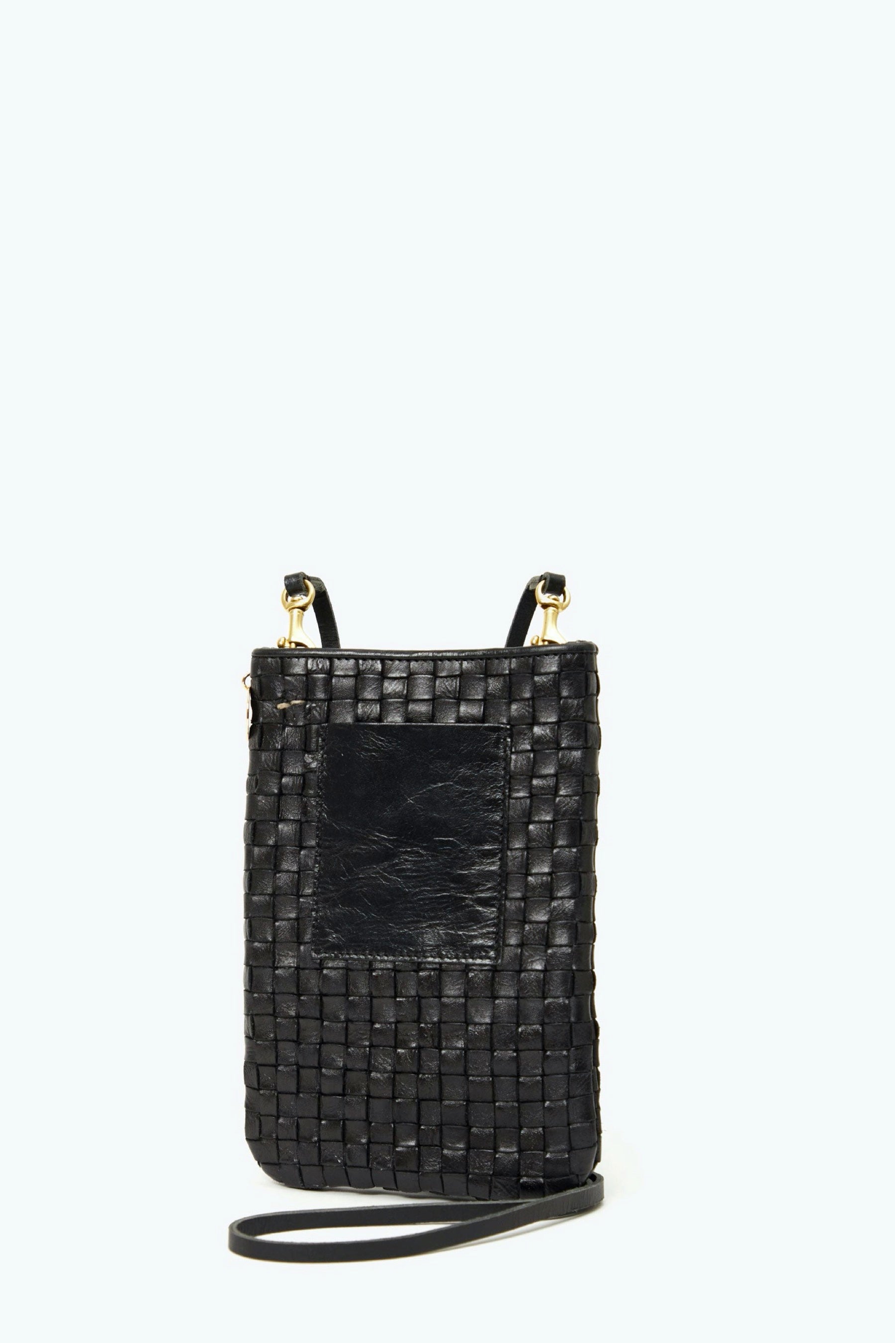 Black Woven Checker Poche Crossbody