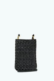 Black Woven Checker Poche Crossbody