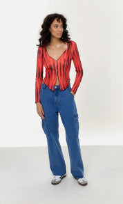 Tiger Flame Panel Seamed Top