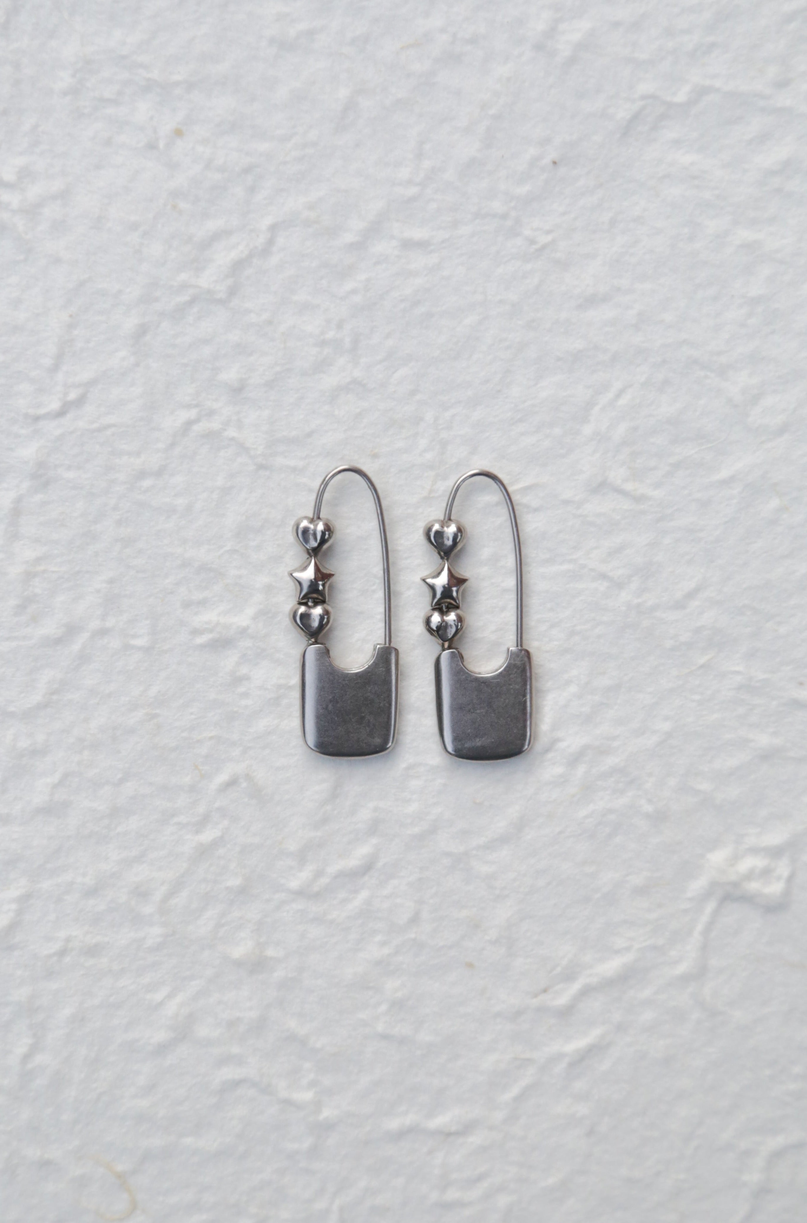 Silver Mixed Safety Pin Earrings