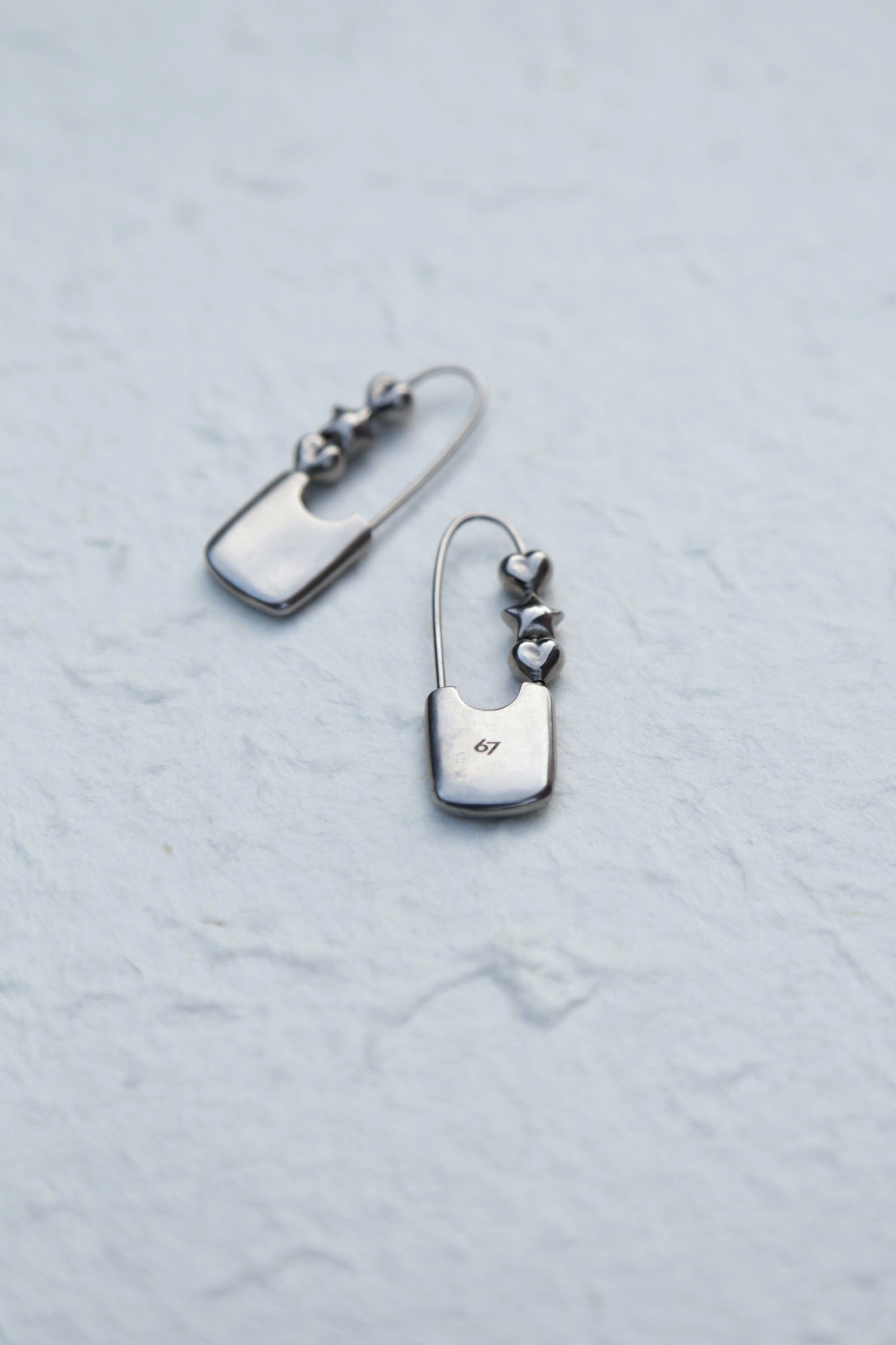 Silver Mixed Safety Pin Earrings