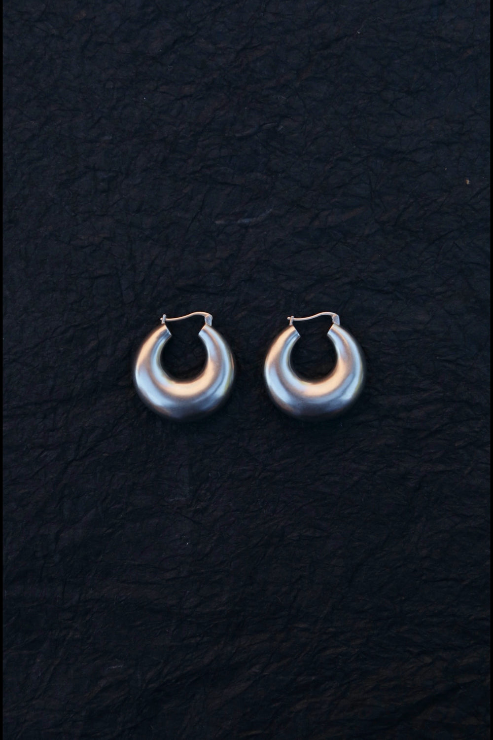 Matte Silver Puff Hoops