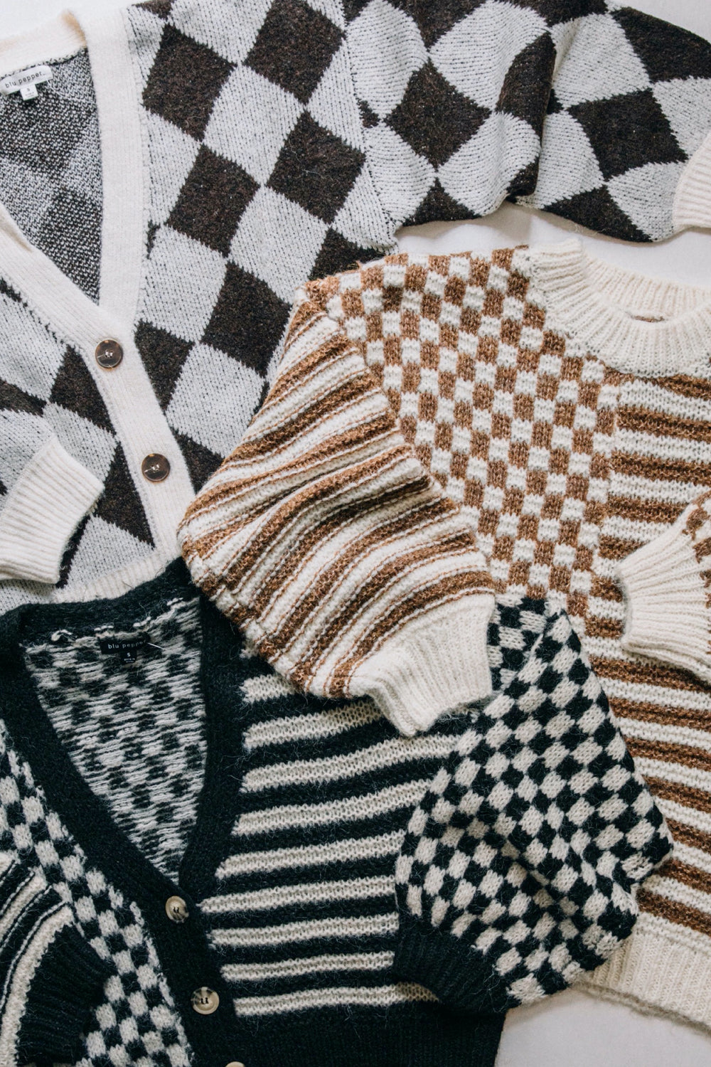 Mocha Mixed Checker Sweater