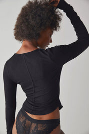 Black Keep It Basic Layering Top