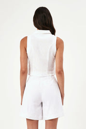 White Horizon Linen Short