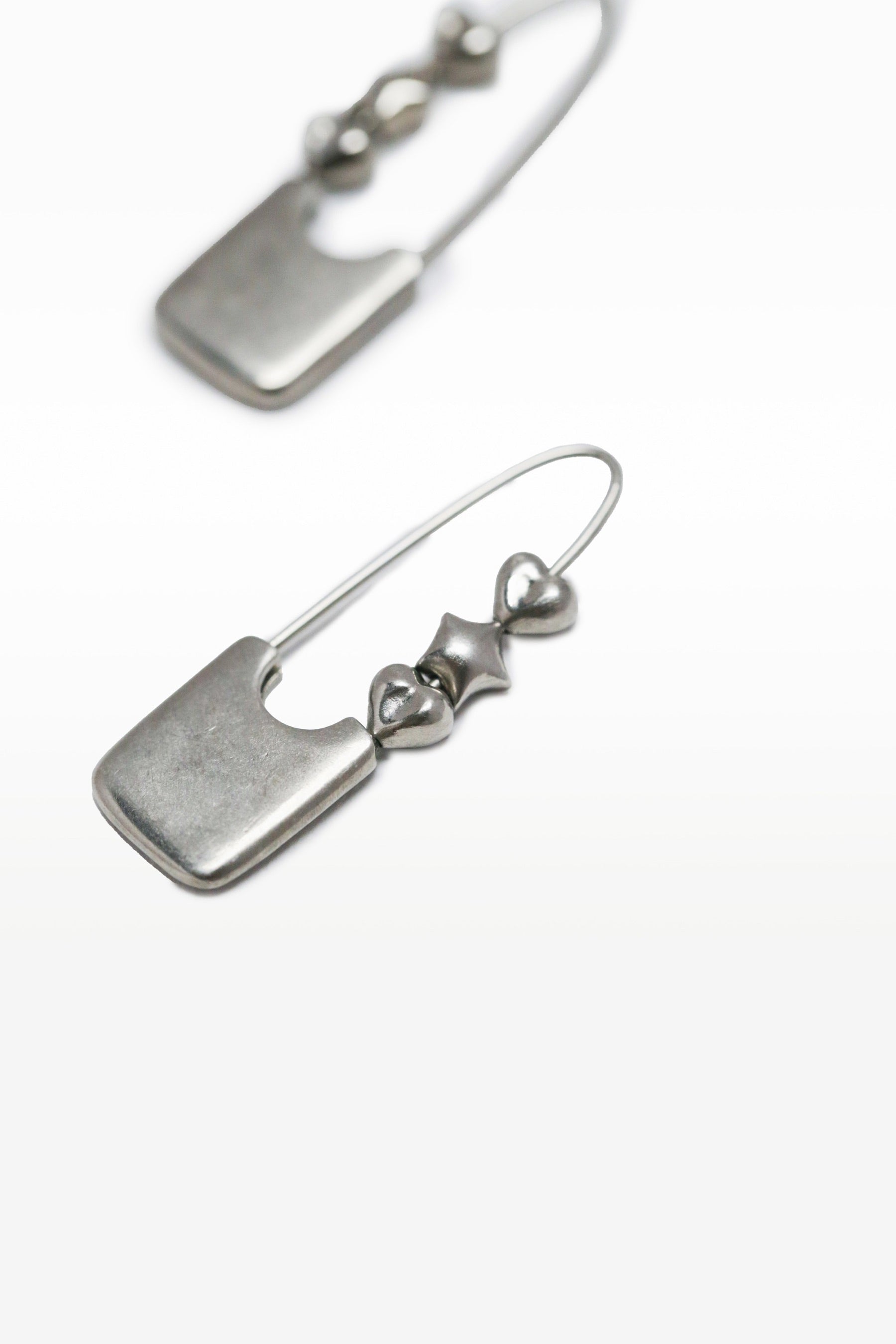 Silver Mixed Safety Pin Earrings