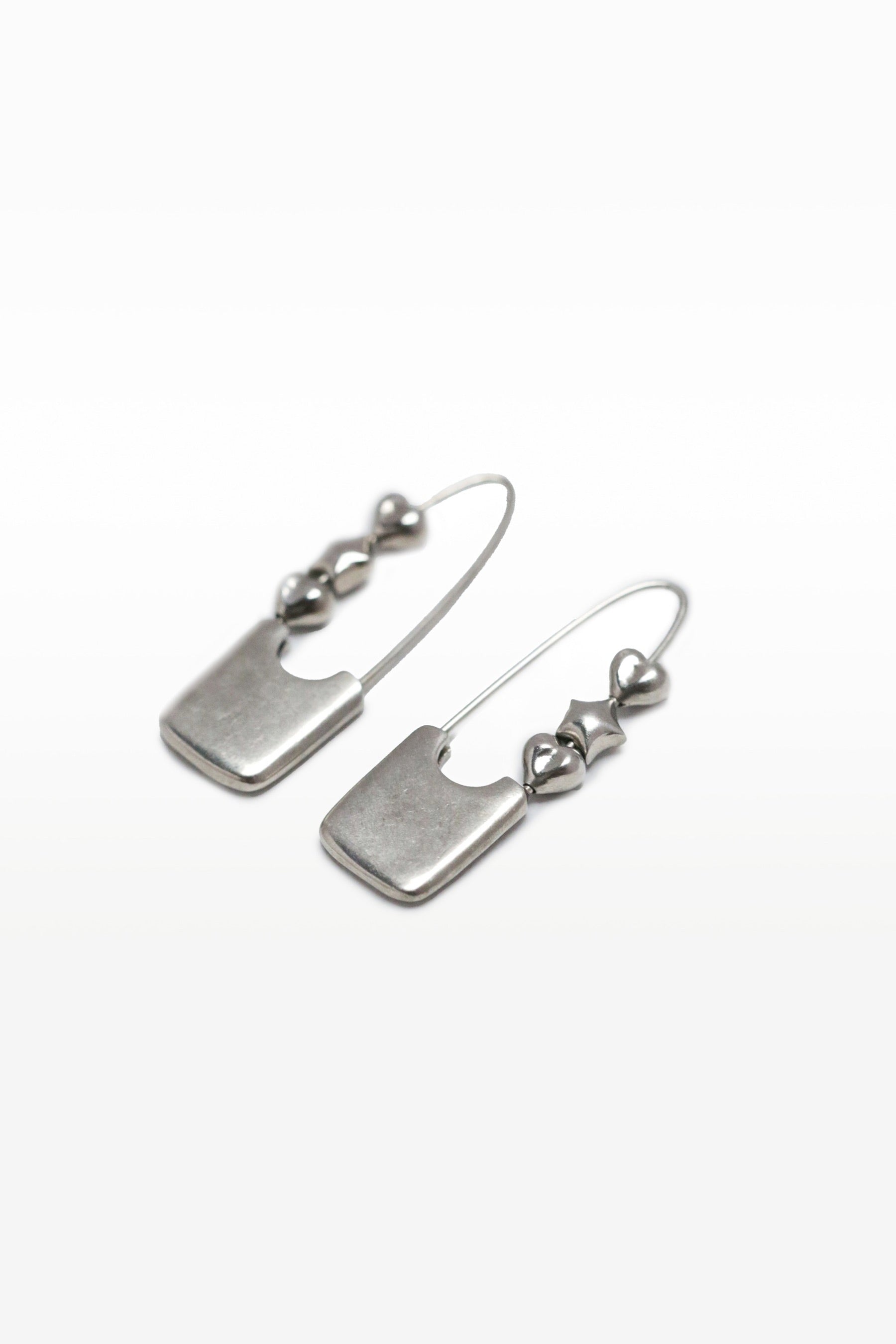 Silver Mixed Safety Pin Earrings