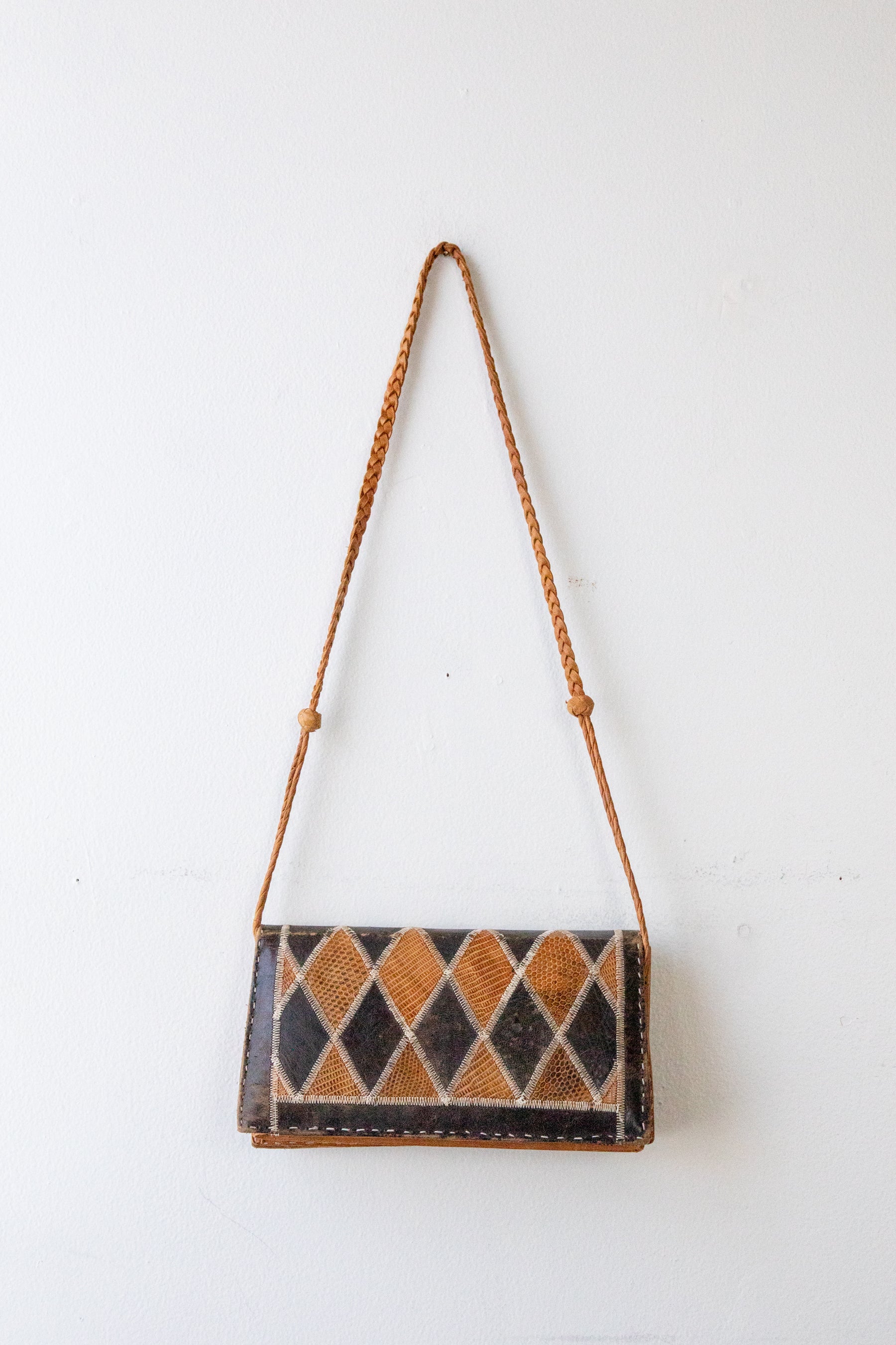 Black + Brown Diamond Pattern Crossbody