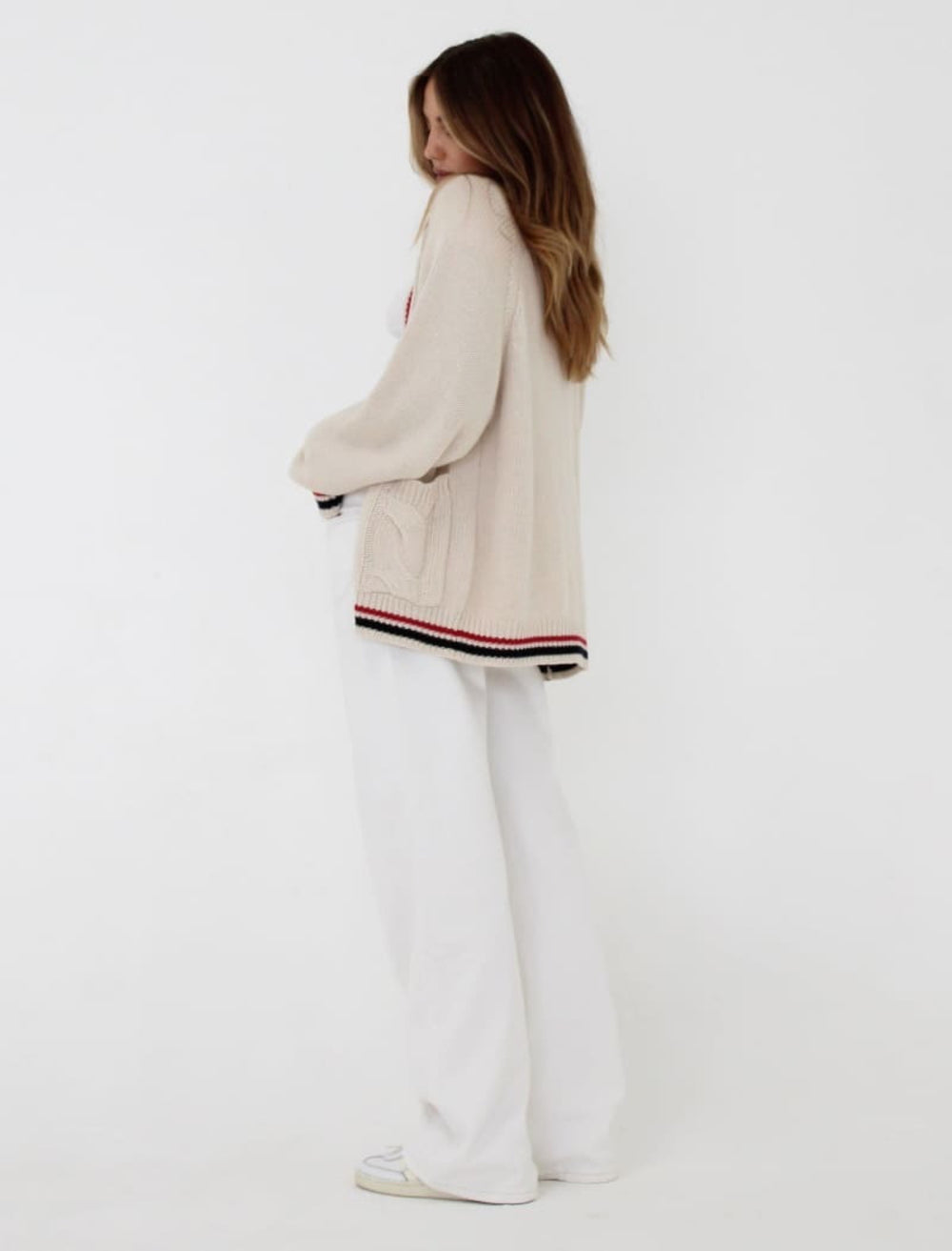 Cream Stripe Scholar Cardigan