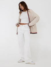 Cream Stripe Scholar Cardigan