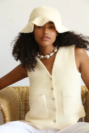 Cream Waffle Vest