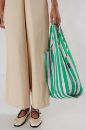 Pink + Green Awning Stripe Baggu