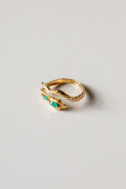 Gold + Emerald Snake Ring