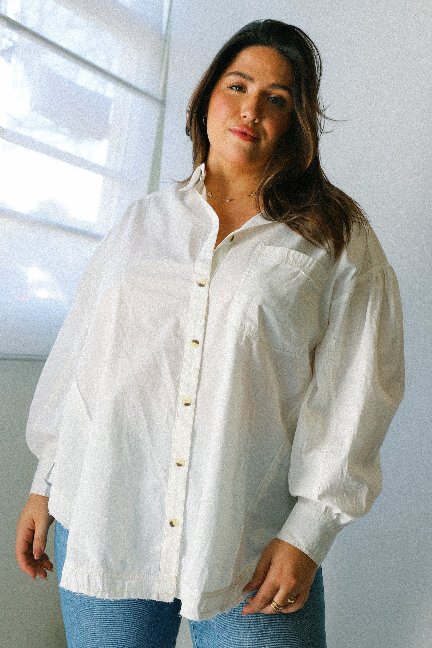 White Happy Hour Poplin Top