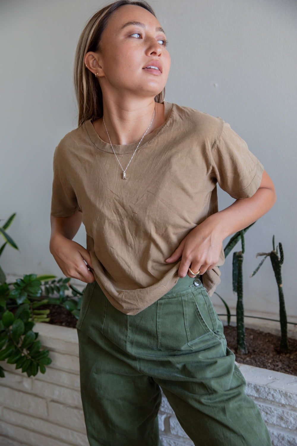 Coyote Brown Plain Tee