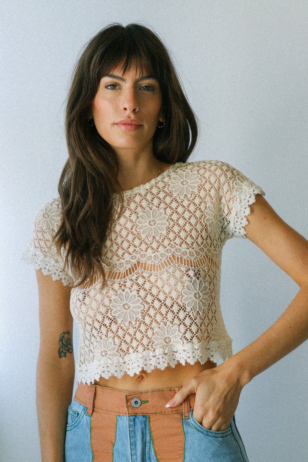 Creme Crochet Top