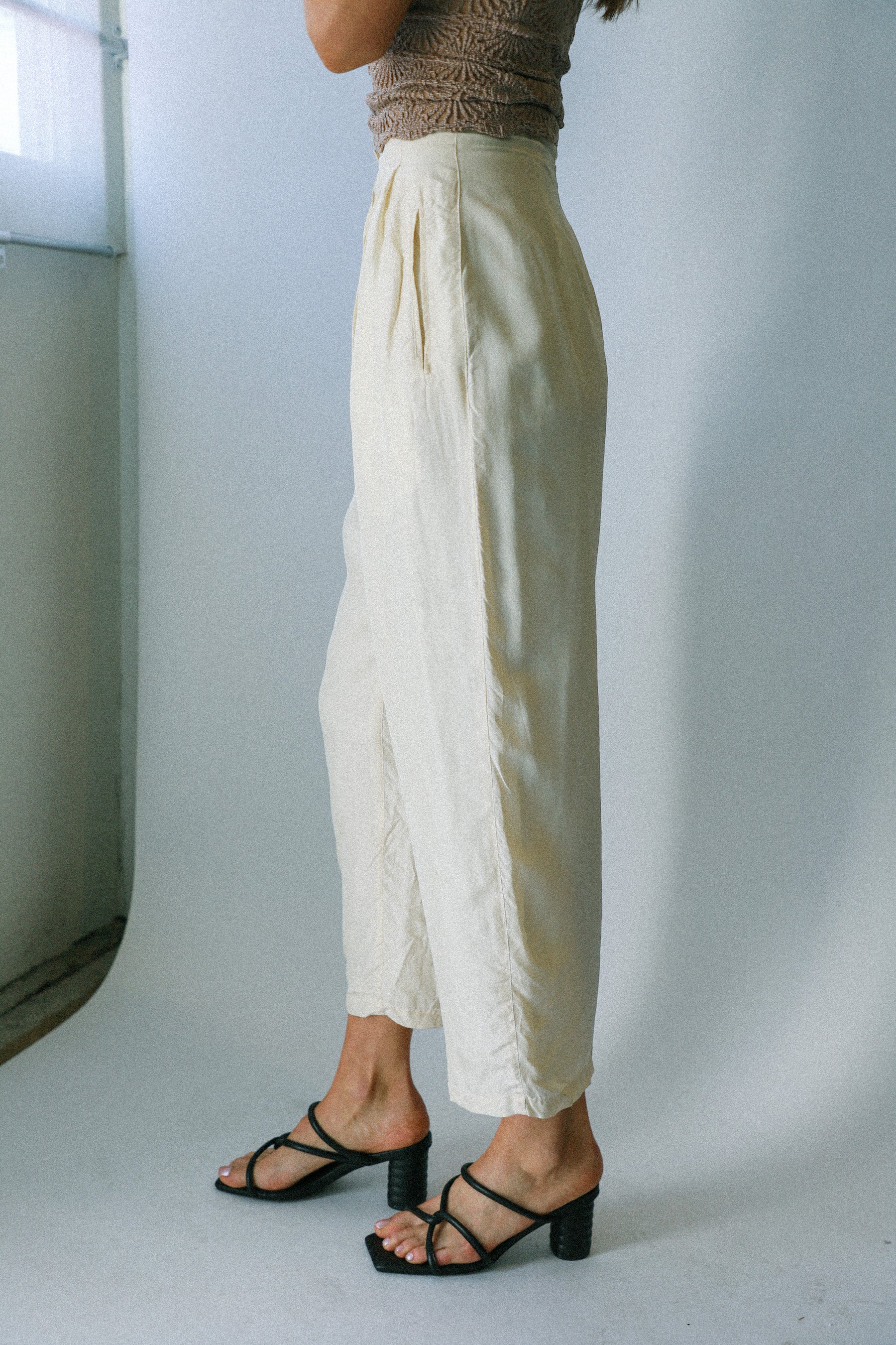 Creme Silk Pant