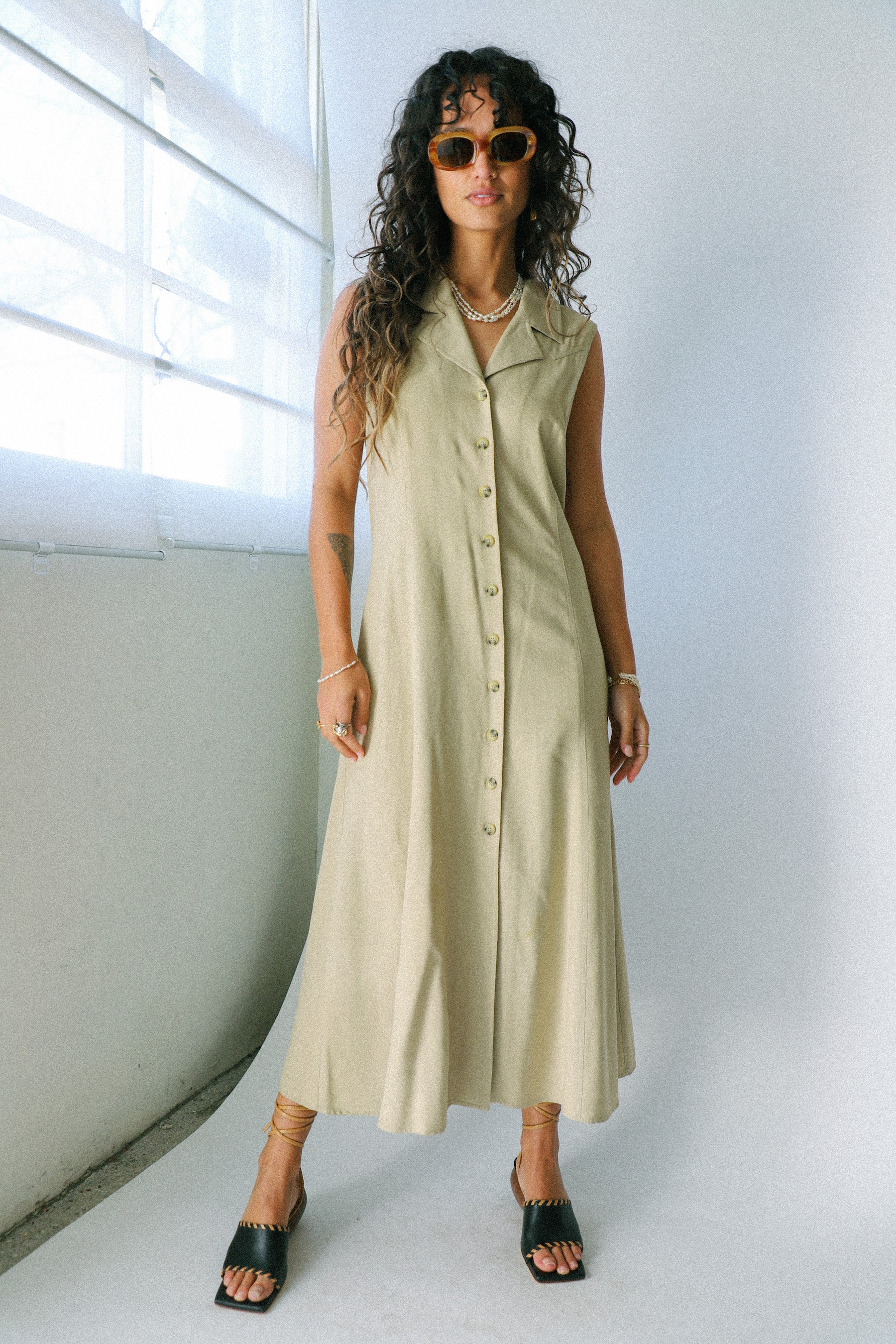 Robbie Bee Silk Button Down Dress