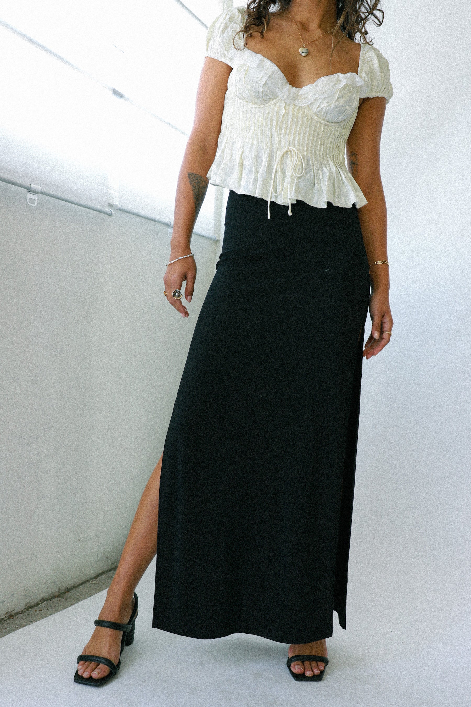 Black Le Chateau Slit Maxi Skirt