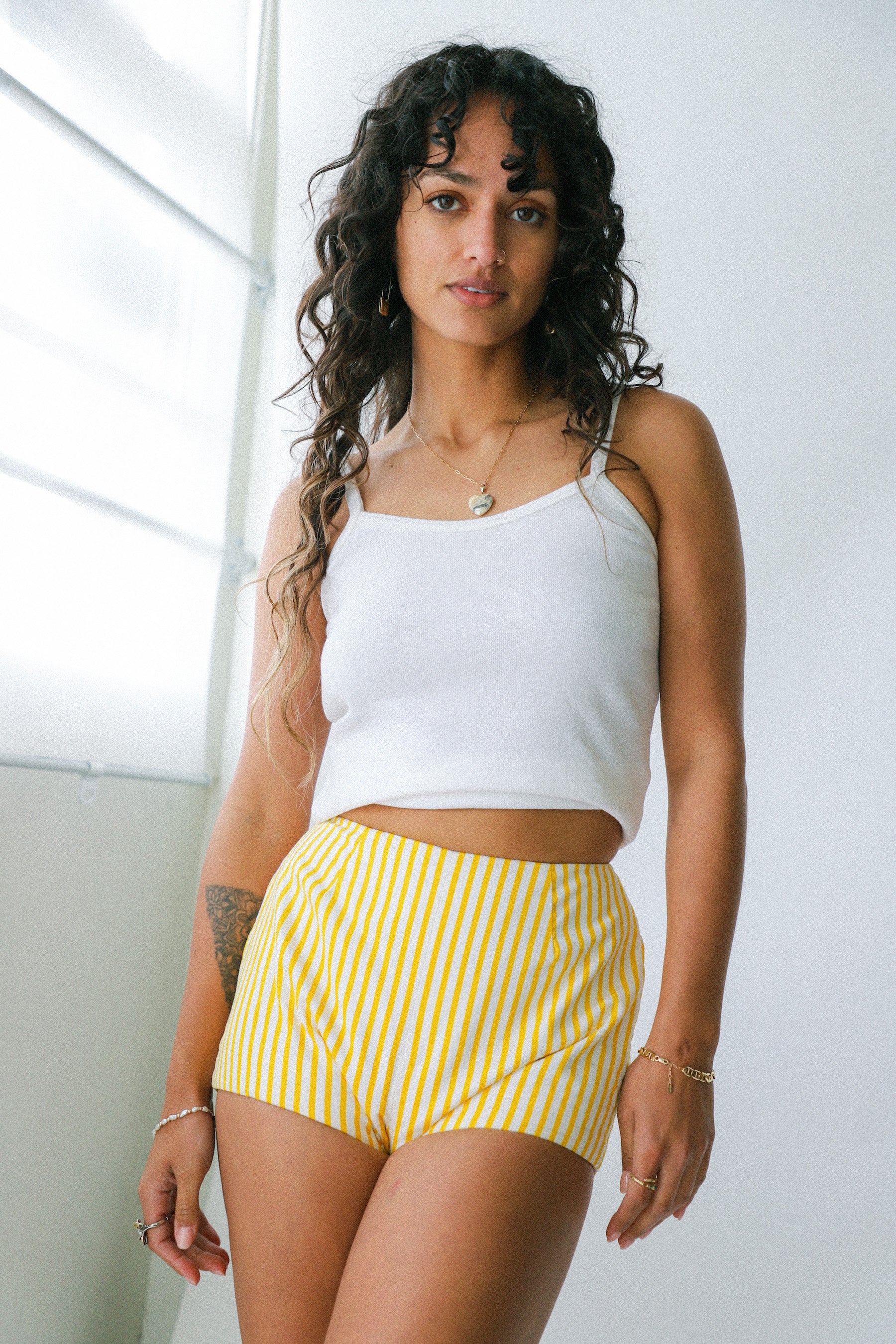 Yellow & White Striped Short