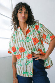 White Oak Hibiscus Button Up