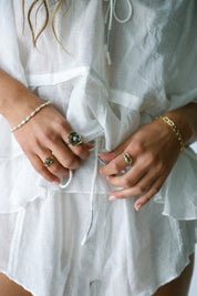 Gold + Emerald Snake Ring