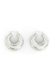 Polished Silver Puff Hoops