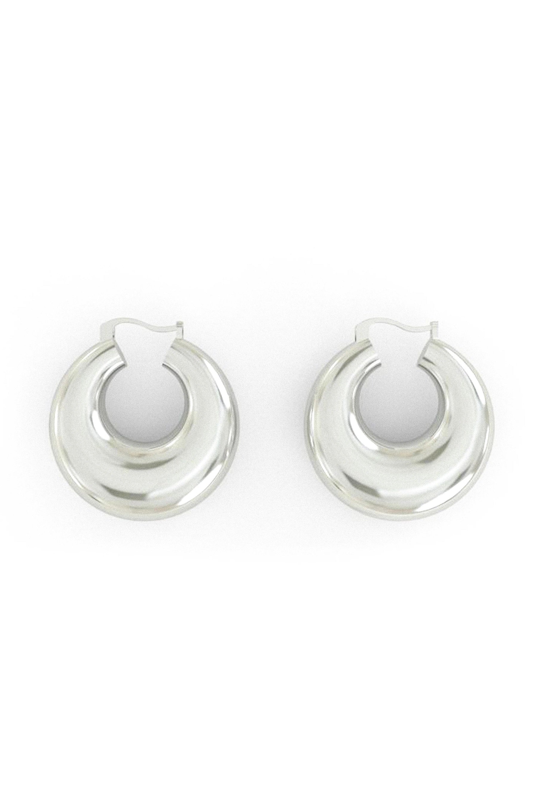 Polished Silver Puff Hoops