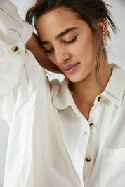 White Happy Hour Poplin Top