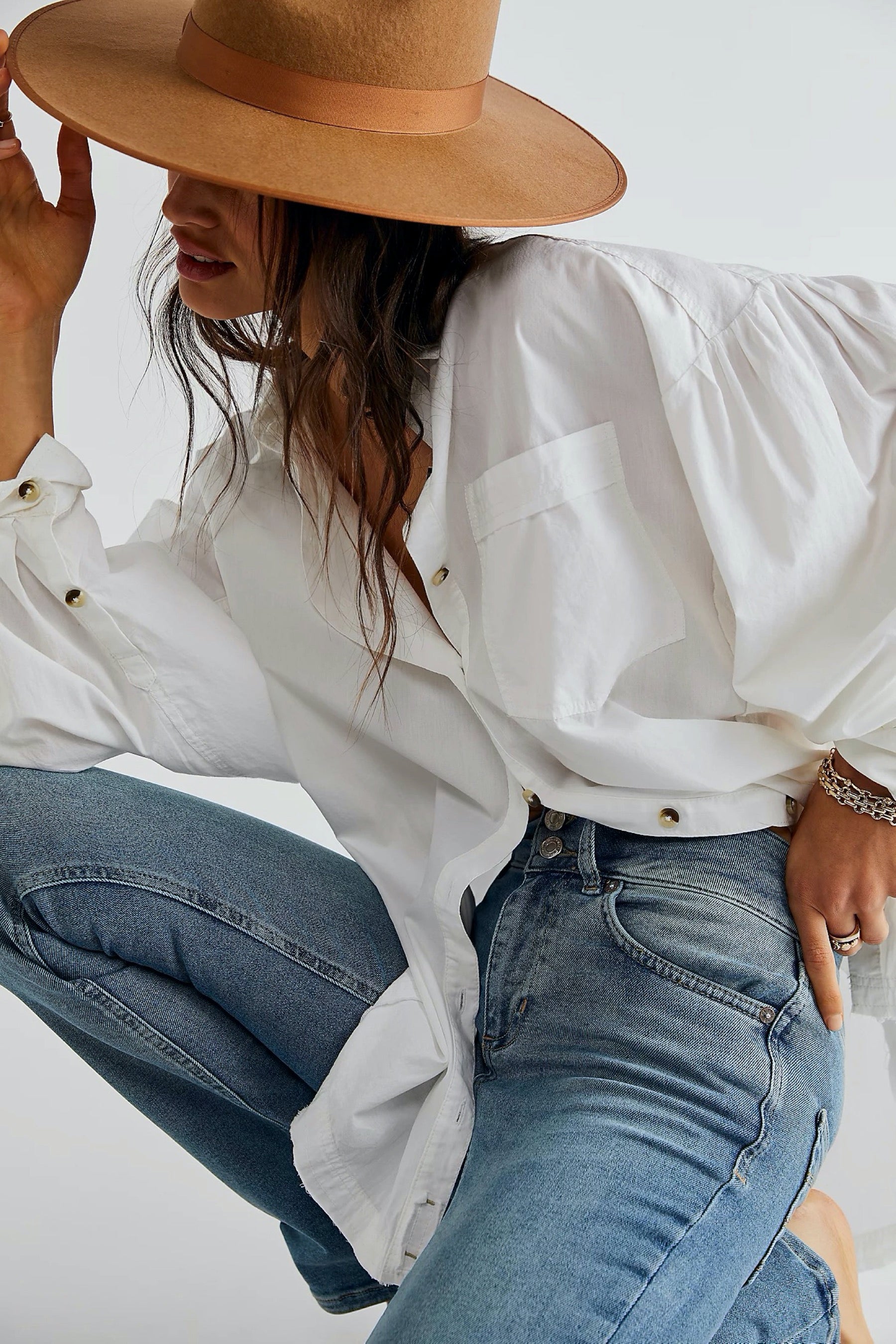 White Happy Hour Poplin Top